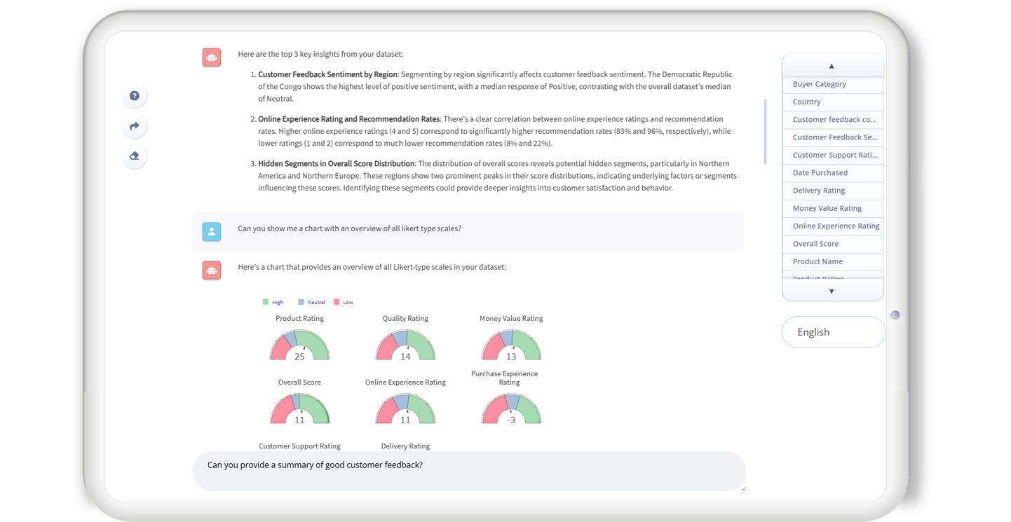 Example screenshot of using ChartPixel to chat with your data